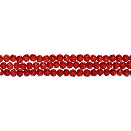 Бусины стеклянные, 3.5х2.8мм, граненые, рондели, красные, 135 шт., низка