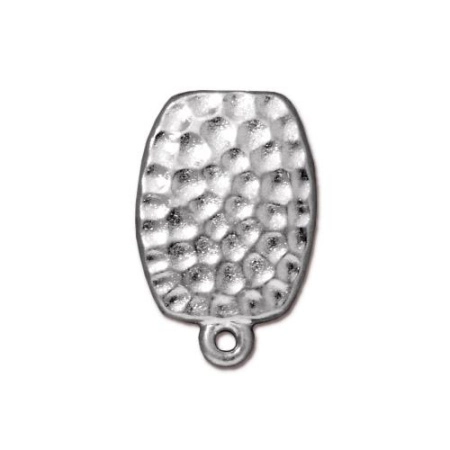 Основы под клипсы, 20х13мм, TierraCast, Узорный прямоугольник с петелькой, базовый материал - сталь, покрытие - белая бронза (цвет под родий), пара