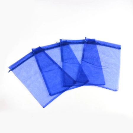 Мешочек из органзы, 30х20см, ярко-синий с синей ленточкой, 5 шт.