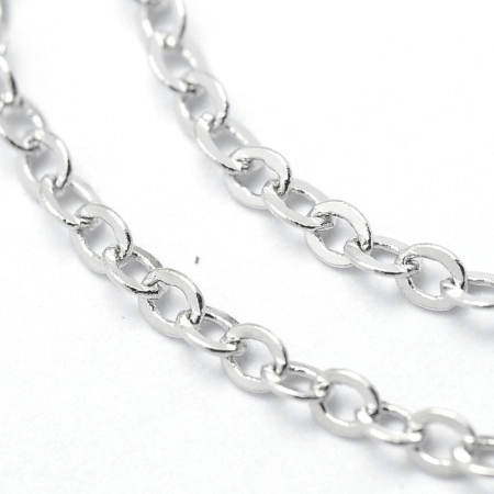 Цепочка отрезная (без замка), 2.3-2.6х2мм, базовый материал - латунь, стального цвета, 2 метра <p>
Качественная цепочка стального цвета. Базовый материал - латунь. Звенья запаяны, не рвется, покрытие не облезает. Хорошо подходит по цвету под тибетское серебро. Размер звеньев в разных партиях варьируется от 2х1.8 мм до 2.6х2 мм. Оттенок может отличаться от фотографии и от партии к партии. Цена за 2 метра. При заказе нескольких метров, по возможности, продается цельным куском.
</p>