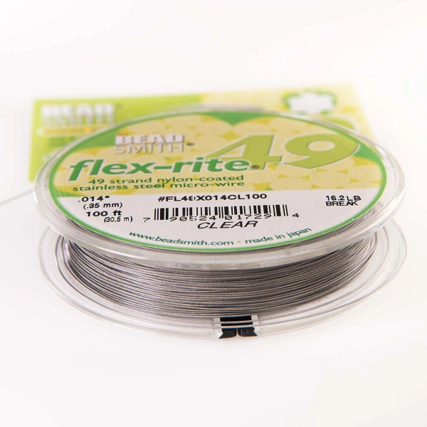 <p>
Профессиональный ювелирный тросик Flex-Rite с нейлоновым покрытием. 49-жильный тросик премиум-класса. Цвет стальной (темно-серебристый). Оттенок может отличаться от фотографии и в разных поставках. На фотографии изображена катушка, с которой мы отрезаем тросик. Тросик в заказ вкладывается без катушки! Цена за отрезок 50 см. При заказе нескольких единиц отрезается цельным куском.
</p>