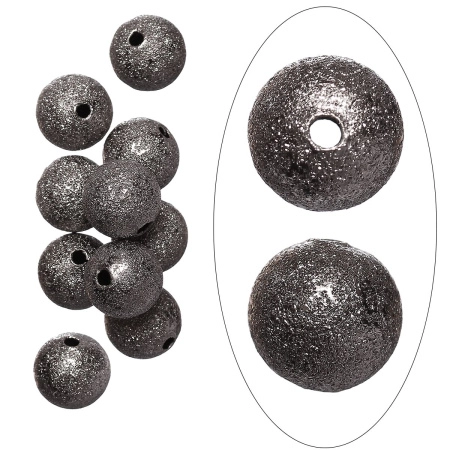 <p>
Латунная бусина с покрытием звездная пыль (stardust) цвета стали с чернением (вороненой стали). Также такие бусины называют "сахарный шарик" или "бусина с сахарным покрытием". Диаметр отверстия - около 1.8 мм. Оттенок может отличаться от фотографии и в разных поставках. Цена за 10 шт.
</p>