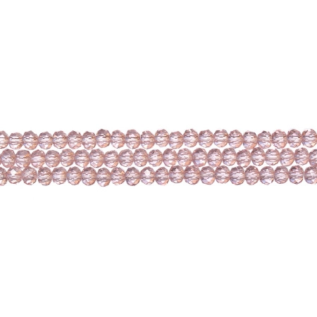 Бусины стеклянные, 4х3.5мм, граненые, рондели, розовые, 114 шт., низка
