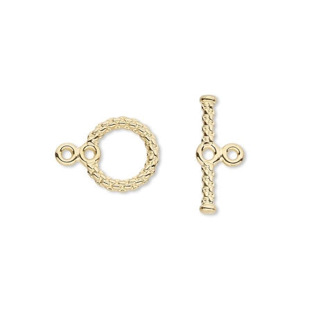 Застежка, 15х11мм, тогл, канатный, базовый материал - латунь, позолоченный, 1 шт.