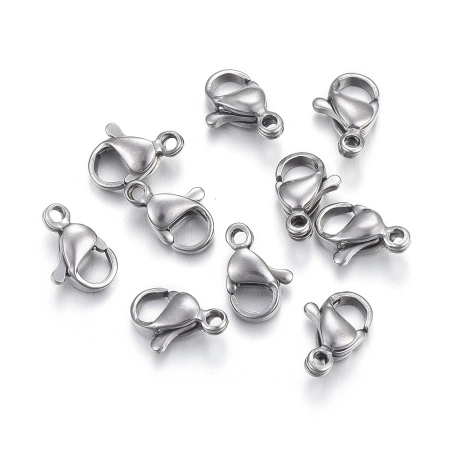 Застежка, 9х5мм, карабин, базовый материал - нержавеющая сталь, без покрытия, 10 шт.