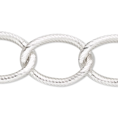 Цепочка отрезная (без замка), 28х19мм, витая, с узорными звеньями, базовый материал - анодированный алюминий, серебристого цвета, 1 метр