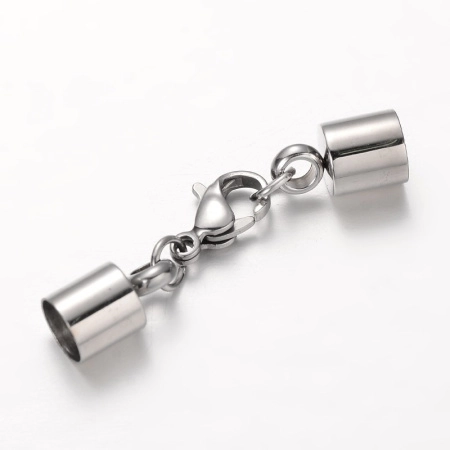 Застежка-карабин 11х6мм с клеевыми концевиками 12х7мм (внутренний размер 6мм), базовый материал - нержавеющая сталь, без покрытия Застежка-карабин 11х6мм с клеевыми концевиками 12х7мм (внутренний размер 6мм), базовый материал - нержавеющая сталь, без покрытия