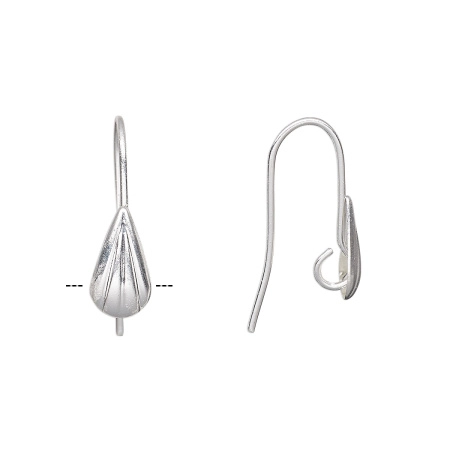 Швензы открытые, 18х5мм, с ракушкой и скрытой петелькой, базовый материал - латунь, посеребренные, пара