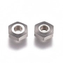 <p>Гладкая шестиугольная рондель из нержавеющей стали (марка 304: используется в пищевой промышленности, не окисляется, не темнеет, не облезает, гипоаллергенная). Бусина многоугольная, напоминает гайку. Диаметр отверстия - около 1.9 мм. Оттенок может отличаться от фотографии и в разных поставках. Цена за 20 шт.</p>