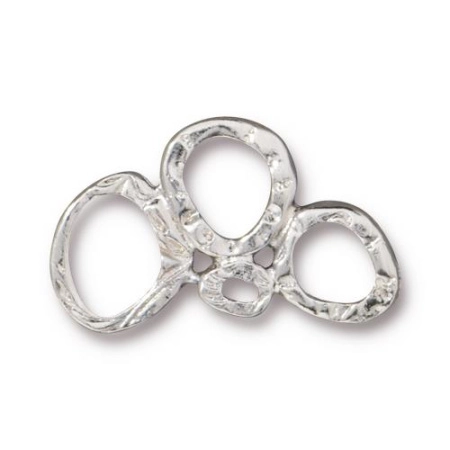 Коннектор, 25.5х15.5мм, TierraCast, 4 кольца, базовый материал - оловянный сплав, родий, 1 шт.