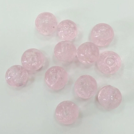 Бусина лэмпворк, 10мм, нежно-розовая с белыми крапинками внутри, светящаяся в темноте, 1 шт.