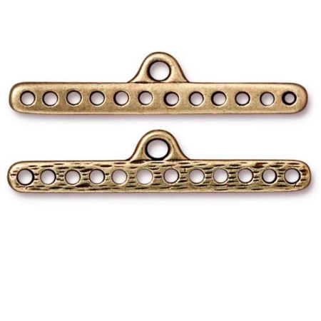 Соединитель-переходник, 37х8мм, TierraCast, на двенадцать отверстий, базовый материал - оловянный сплав, бронзовый, 1 шт.