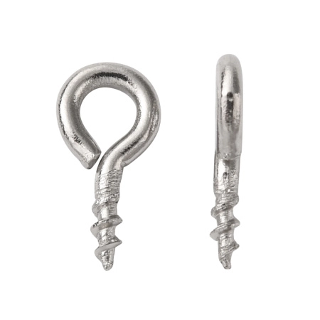 Штифт вкручивающийся, 8х4мм, с петелькой, базовый материал - нержавеющая сталь, без покрытия, 3 грамма <p>Вкручивающийся держатель (штифт с резьбой) с петелькой. Общая длина около 8 мм, внешний размер петельки около 4 мм, длина штырька - около 3 мм, диаметр штырька - около 1.3 мм. Штифт выполнен из нержавеющей стали марки 304 (не темнеет, не облезает). Оттенок может отличаться от фотографии и в разных поставках. Отлично подходит для полупросверленных бусин, изделий из полимерной глины, керамики, дерева. Цена за упаковку 3 грамма (около 39 штук, фасуются без проверки на дефекты).</p>