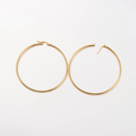 Швензы закрытые, 65х64х2мм, с защелкивающейся застежкой, кольца, базовый материал - нержавеющая сталь, золотистого цвета, пара