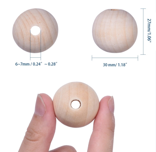 Бусина деревянная, 30х29мм, натуральная (без покрытия), 5 шт. <p>
Деревянные бусины без покрытия. Размер примерно 30*29 мм, могут немного отличаться по форме и размеру. На бусинах возможны небольшие неровности. Размер отверстия около 5-7 мм. Отлично подходят для создания слингобус, детских игрушек, эко-украшений и т.д. Цена за 5 бусин.
</p>