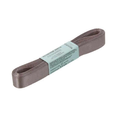 Лента атласная, Gaммa, 12мм, темно-серая №018, моток, 5 метров Лента атласная, Gaммa, 12мм, темно-серая №018, моток, 5 метров