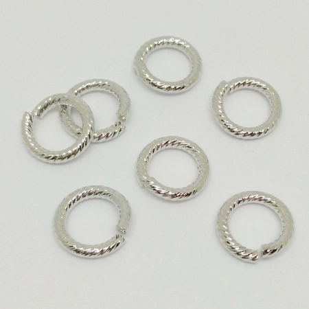 Соединительное колечко, 12мм (толщина 2.0мм, внутренний размер 8мм), витое, Корея, базовый материал - сталь, под родий, 5 шт.