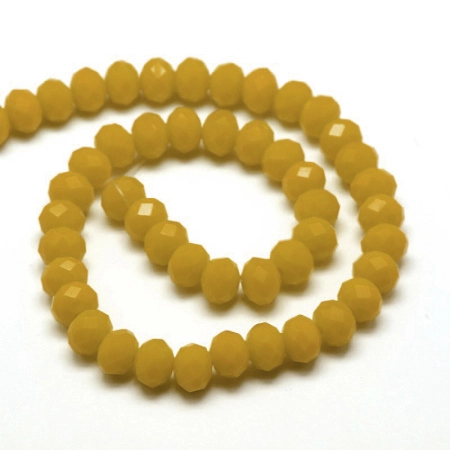 Бусины стеклянные, 8х6мм, граненые, рондели, желтые, непрозрачные, 65 шт., низка Бусины стеклянные, 8х6мм, граненые, рондели, желтые, непрозрачные, 65 шт., низка