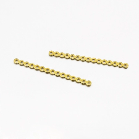 Разделитель, 50х3.5мм, лакончиный, на 15 отверстий, базовый материал - латунь, золотистого цвета, 1 шт.