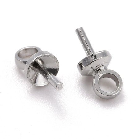 Штифт клеевой, 7х3мм, со шляпкой и петелькой, базовый материал - латунь, стального цвета, 2 грамма