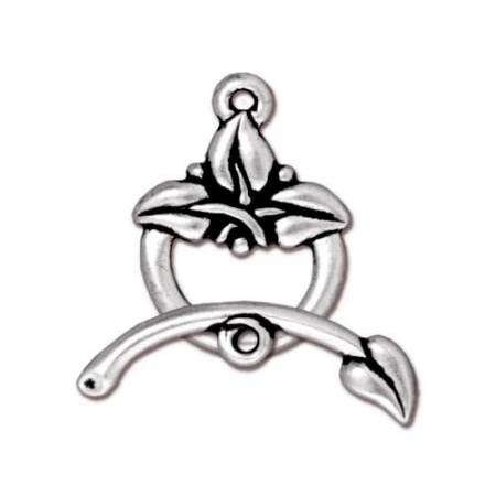 Застежка, 19х15мм, TierraCast, тогл, Три листика, базовый материал - оловянный сплав, посеребренные с чернением, 1 шт. Застежка, 19х15мм, TierraCast, тогл, Три листика, базовый материал - оловянный сплав, посеребренные с чернением, 1 шт.