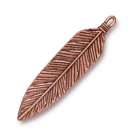 Подвеска, 72х17.1мм, TierraCast, перо большое, базовый материал - оловянный сплав, медное с чернением, 1 шт.