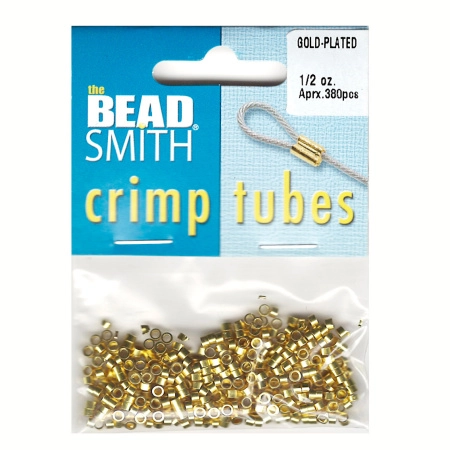 Кримпы, 2.5х1.7мм, Bead Smith, трубочки, базовый материал - латунь, позолоченные, около 380 шт.
