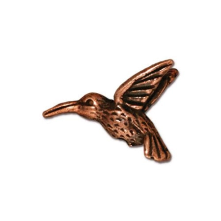 Бусина металлическая, 20х19мм, TierraCast, колибри, базовый материал - оловянный сплав, медная, 1 шт., УЦЕНКА