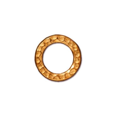 Коннектор, 13мм, TierraCast, узорное кольцо, базовый материал - оловянный сплав, позолоченное, 2 шт.