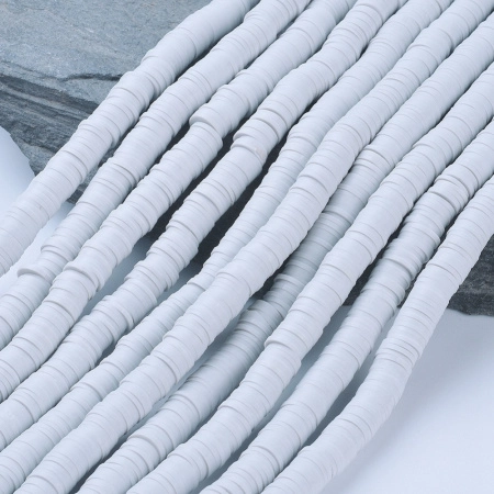 Бусины из гибкой полимерной глины, 8х1мм, диски (чипсы), светло-серого цвета, 350-400 шт., низка