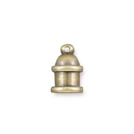 Концевики, 12х8мм (внутренний размер 4мм), TierraCast, Пагода, клеевые, для шнура, базовый материал - оловянный сплав, бронзовые с чернением, пара