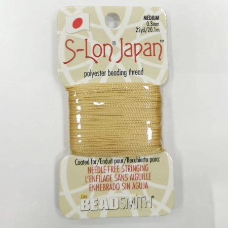 Нить полиэстеровая, S-Lon Japan, толщина 0.3мм, цвет бежевый, моток, 20.1 метра