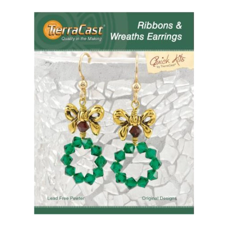 Набор для сборки украшения, 50мм, TierraCast, серьги Ribbons & Wreath, со Swarovski, позолоченные