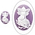 Камея акриловая, 25х18мм, феечка на листике, белая на фиолетовом, 1 шт.