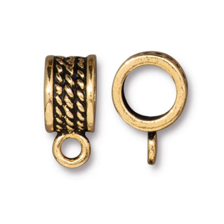 Держатель, 16х7мм, TierraCast, с косичками, базовый материал - оловянный сплав, позолоченный с чернением, 1 шт.