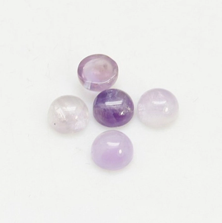 Кабошон каменный, 4мм, аметист, 5 шт.