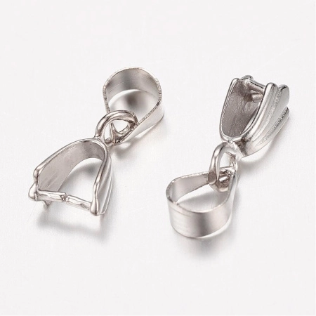 Держатель, 15х3.5мм, фигурный, зажимной, с подвижной петелькой, базовый материал - латунь, стального цвета, 10 шт.