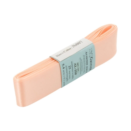 Лента атласная, Gaммa, 25мм, персиковая №007, моток, 5 метров Лента атласная, Gaммa, 25мм, персиковая №007, моток, 5 метров