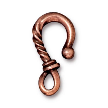 Застежка, 25х12мм, TierraCast, Витой крючок, базовый материал - оловянный сплав, медный, 1 шт.