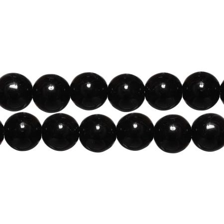 Бусины стеклянные, 12мм, черные, 28 шт., низка