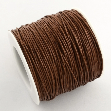 Шнур хлопковый вощеный, около 1мм, коричневый, 84 метра, катушка