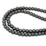 <p>Низка бусин из гематита. Гематит создан искусственно, по составу аналогичен натуральному (разновидность - гематин). Бусины могут немного отличаться по форме и размеру (не совсем круглые). Оттенок может отличаться от фотографии. На бусинах возможна пыль от сверления (красноватые и темные полоски), рекомендуем промыть перед использованием. В низке около 95 бусин, низки формируются без проверки каждой бусины на дефекты. Цена за низку.</p>