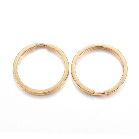 Основа под брелок, 25х2мм, кольцо двойное, базовый материал - нержавеющая сталь, золотистого цвета, 5 шт.