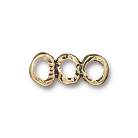 Коннектор, 18х8мм, TierraCast, 3 кольца, базовый материал - оловянный сплав, позолоченный с чернением, 2 шт. Коннектор, 18х8мм, TierraCast, 3 кольца, базовый материал - оловянный сплав, позолоченный с чернением, 2 шт.