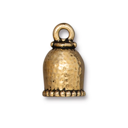 Концевики, 18х11мм (внутренний размер 7.5мм), TierraCast, узорные, клеевые, для шнура, базовый материал - оловянный сплав, позолоченные с чернением, пара