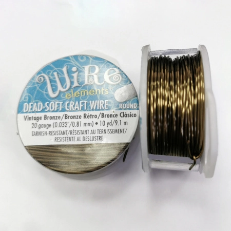Проволока гибкая, 0.812мм, Wire elements (Craft Wire), не темнеющая, античная бронза, катушка, 9.1 метра