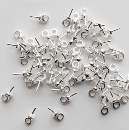 Штифт клеевой, 7х3мм, со шляпкой и петелькой, базовый материал - латунь, серебристого цвета, 2 грамма