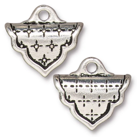 Концевики, 17х17мм (ширина 17мм), TierraCast, зажимы для ленты, Марракеш, базовый материал - оловянный сплав, посеребренные с чернением, пара