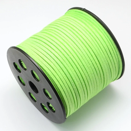 Шнур из искусственной замши, около 3х1.5мм, плоский, салатово-зеленый, 10 метров