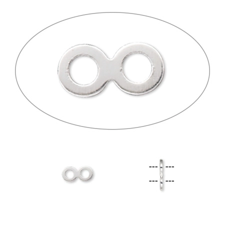Разделитель, 6х3мм, лакончиный, на 2 отверстия, базовый материал - латунь, посеребренный, 20 шт.